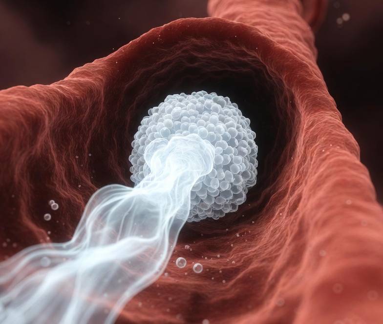 contrast media flow in blood via injection